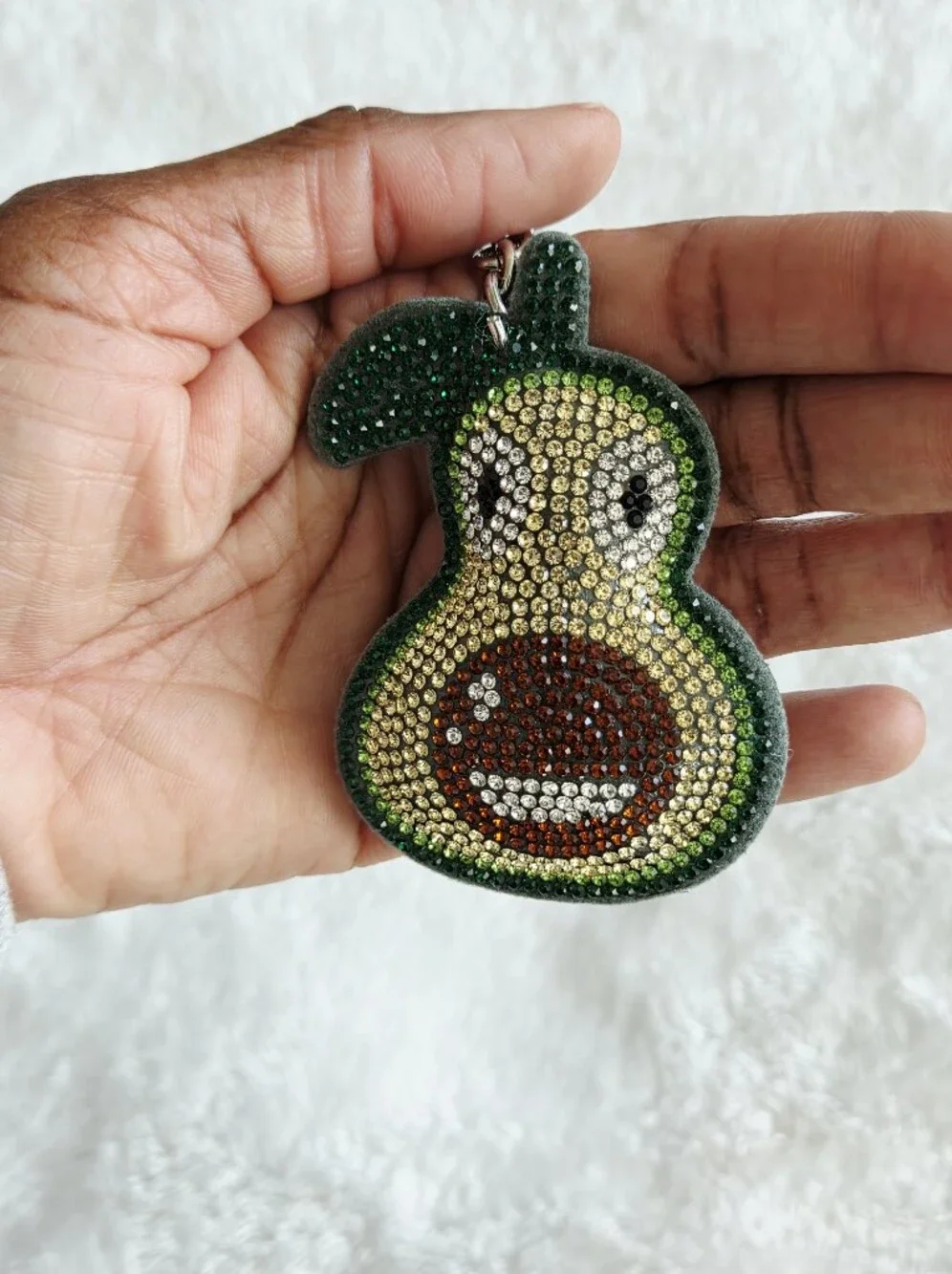 Cute Greene Avocado Keychain with Tassel Fruit Bag Chain